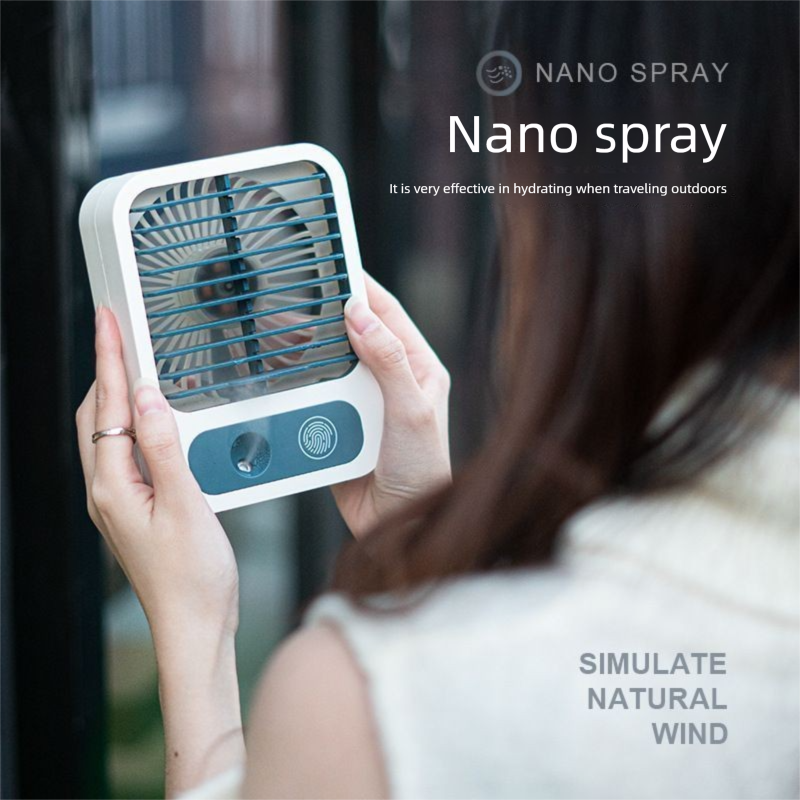 Ventilatore da tavolo con tecnologia Black Cooling, silenzioso, con umidificatore spray ad alta potenza, mini_voghion.com