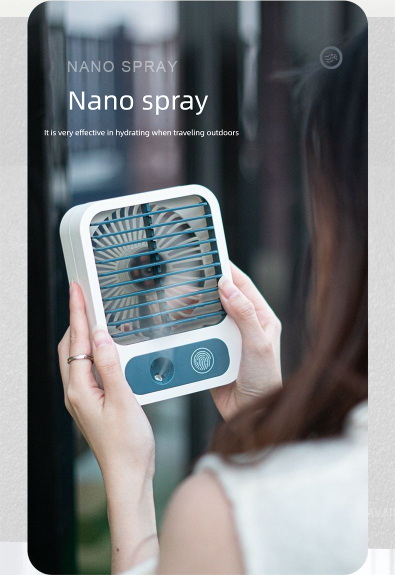 Black Technology Cooling Desktop Fan Silent High Wind Humidifying Spray Mini_voghion.com