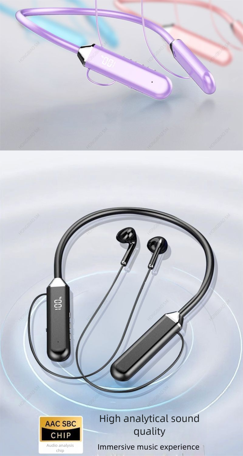 Draadloze Bluetooth-oortelefoon met sportnekband 2025 met ultralange batterijduur, nieuw model Xiaomi, iPhone en Huawei, universeel_voghion.com