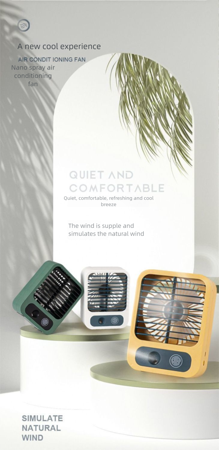 Black Technology Cooling Desktop Fan Silent High Wind Humidifying Spray Mini_voghion.com