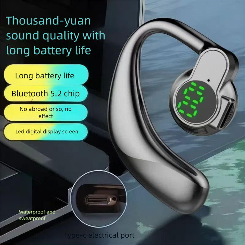 New Rotatable Left-Right Wearable Digital Display Bluetooth Earphones Over-Ear Compatible With Iphoe Android Huawei_voghion.com
