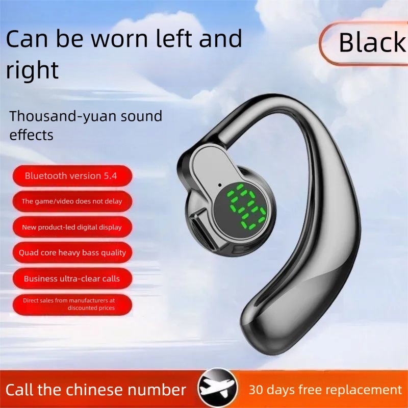 New Rotatable Left-Right Wearable Digital Display Bluetooth Earphones Over-Ear Compatible With Iphoe Android Huawei_voghion.com