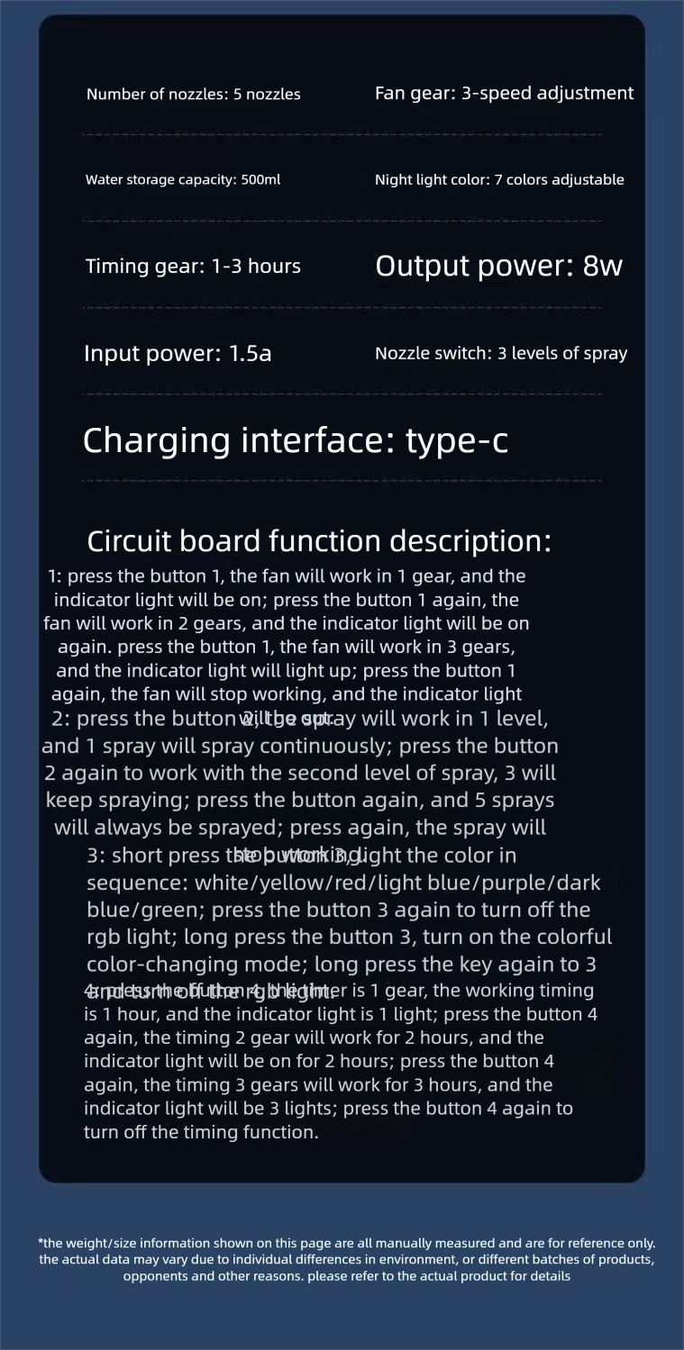 Intelligent Five-Hole Multi-Function Cooling Spray USB Desktop Electric Student Dormitory Office Small Fan_voghion.com