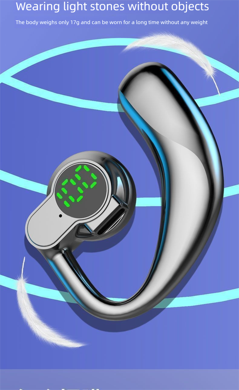 Nieuwe draaibare, draagbare Bluetooth-oortelefoon met digitaal display, over-ear, compatibel met iPhone, Android en Huawei_voghion.com