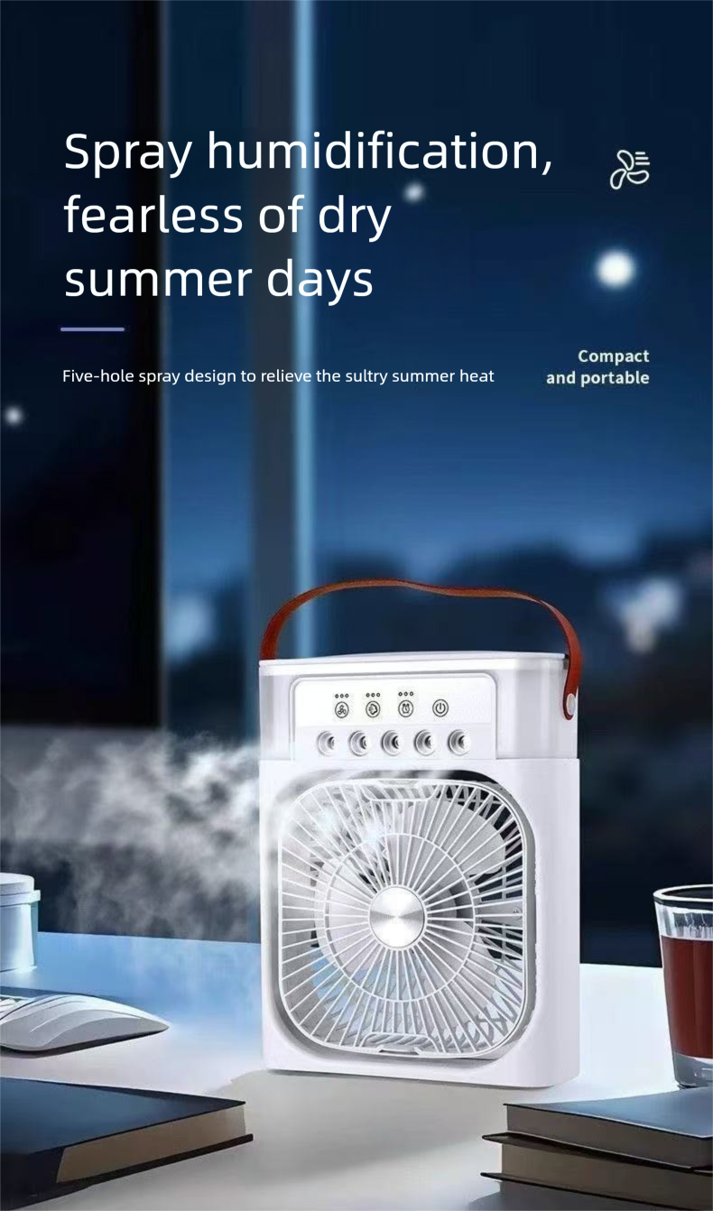 Intelligent Five-Hole Multi-Function Cooling Spray USB Desktop Electric Student Dormitory Office Small Fan_voghion.com