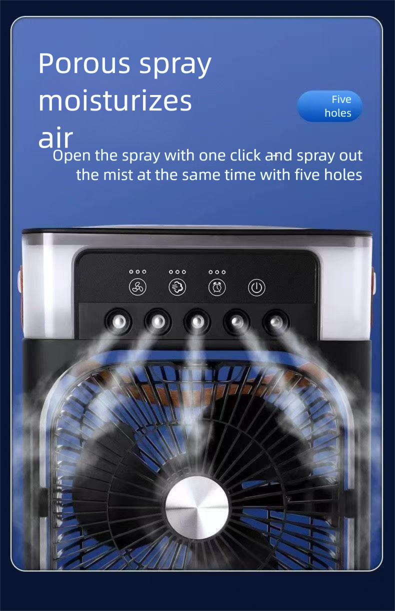 Intelligent Five-Hole Multi-Function Cooling Spray USB Desktop Electric Student Dormitory Office Small Fan_voghion.com
