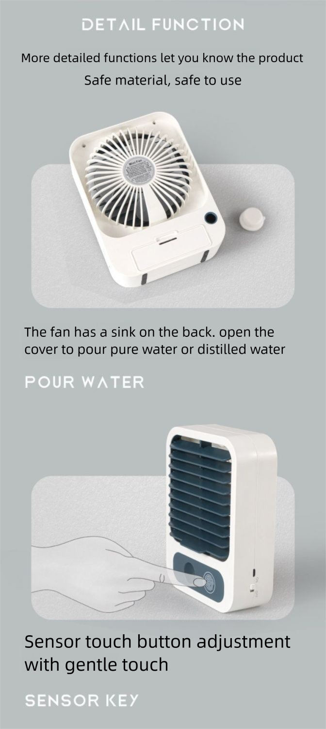 Black Technology Cooling Desktop Fan Silent High Wind Humidifying Spray Mini_voghion.com