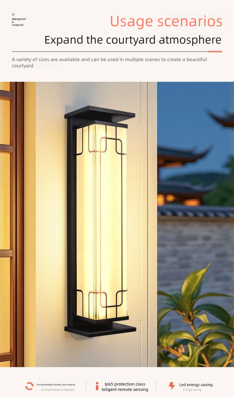 Lampada da parete per esterni impermeabile moderna e semplice, con cancello per cortile, balcone, villa solare_voghion.com