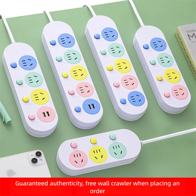 Multi-Switch Socket With USB Long Cable Pure Copper Power Strip Dormitory Office Home High Appearance Multi-Hole_voghion.com