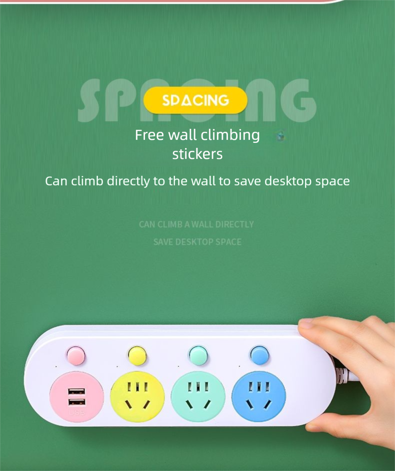 Multi-Schalter-Steckdose mit langem USB-Kabel, reines Kupfer, Steckdosenleiste, Schlafsaal, Büro, Zuhause, hohes Erscheinungsbild, Mehrfachloch_voghion.com