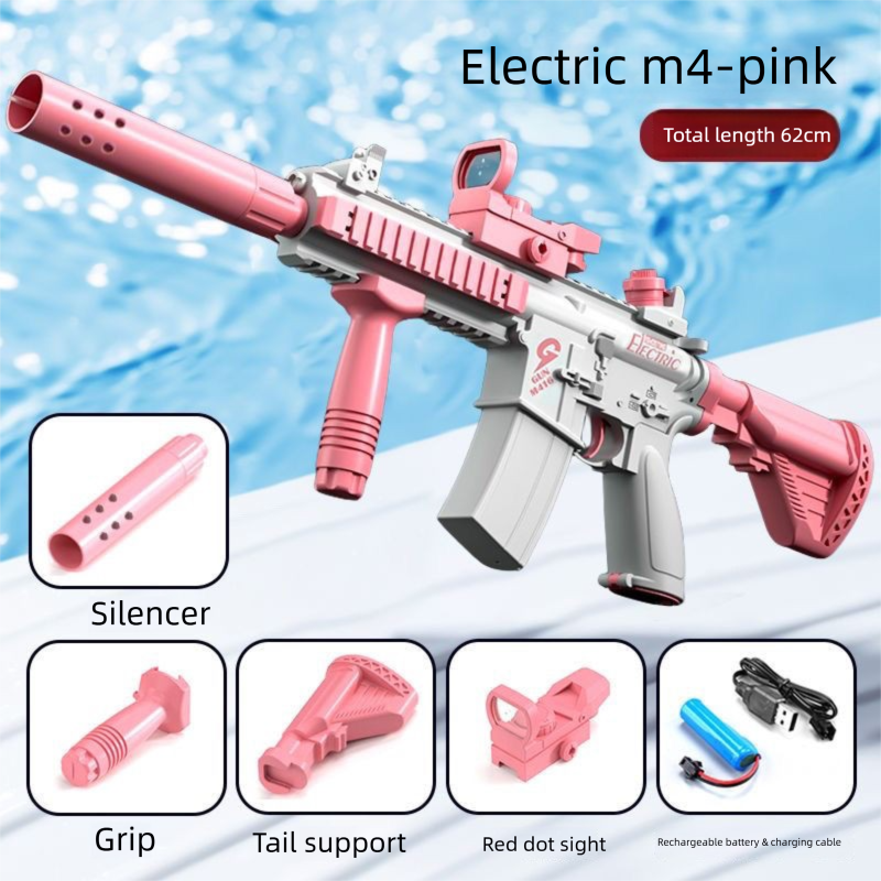 Children's Gun Toy Rechargeable Fully Automatic Continuous Shooting Electric M416 High Pressure Powerful Water Fight_voghion.com