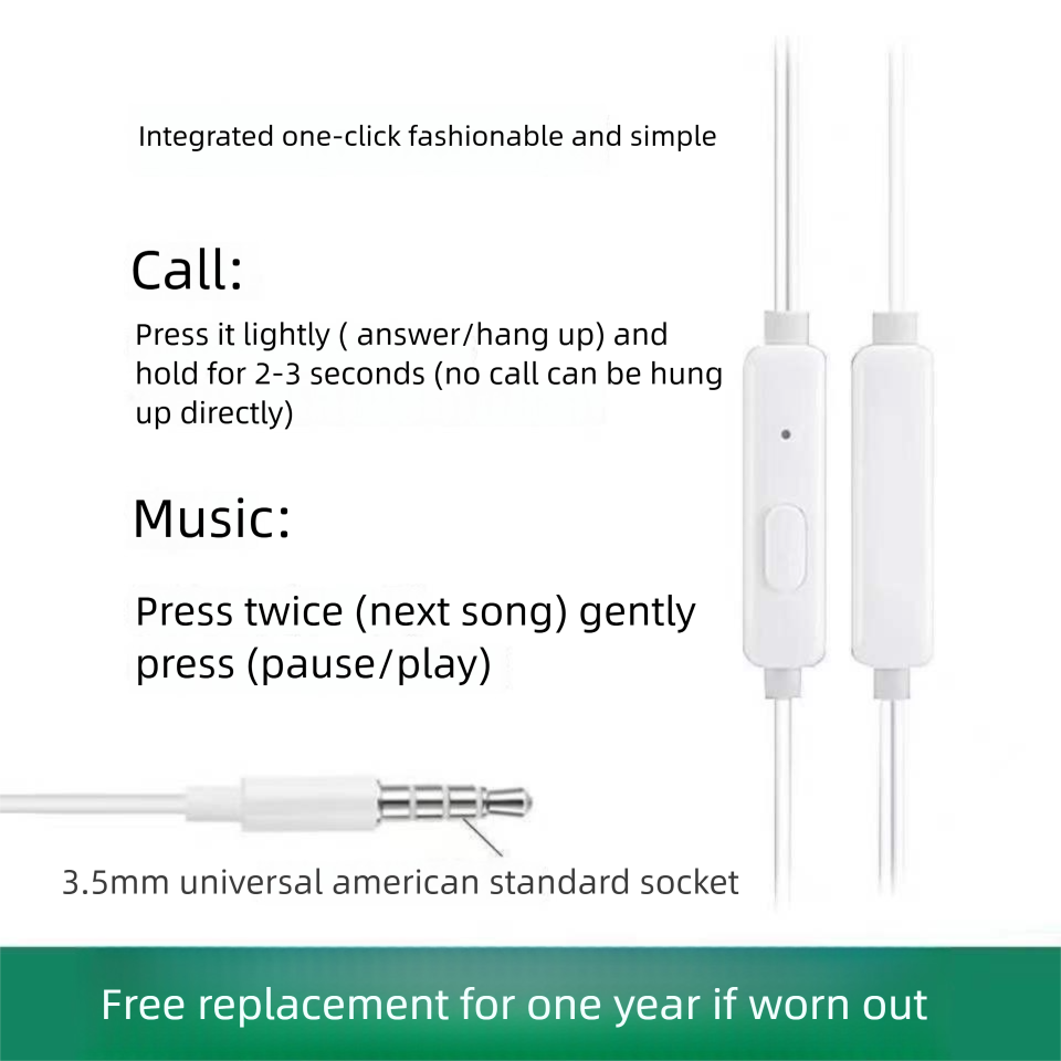 Buy Get 1 Free Original Univeral Earphone Cable High Sound Quality For Call, Karaoke, And Gaming In-Ear Wired_voghion.com