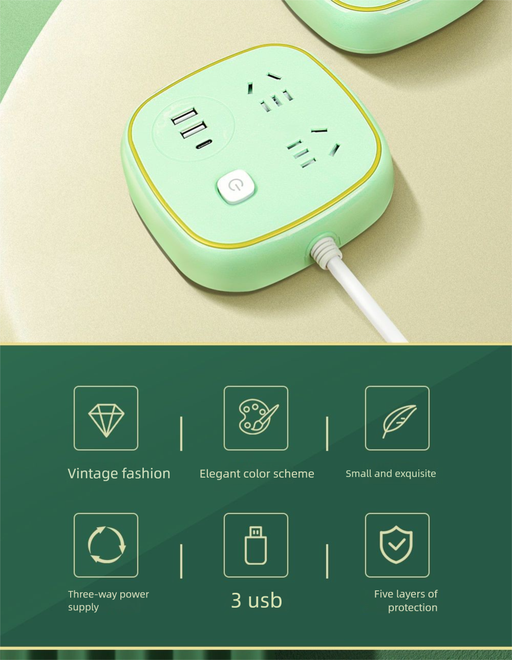 Long Line Multi-Function Converter Socket With Type-C Original Mobile Phone Charger Household Wireless Multi-Port Power_voghion.com