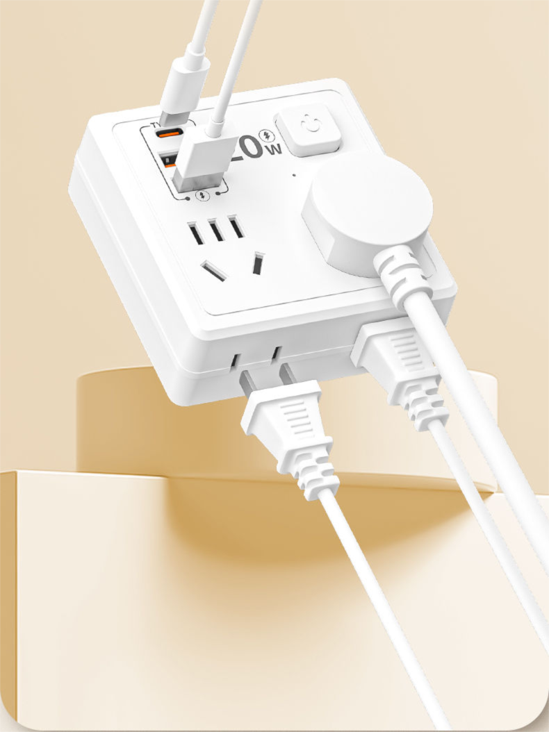 Multifunctional Multi-hole 86 Socket Household Dormitory Converter With Switch USB Power Strip 20W Fast Charging Night_voghion.com