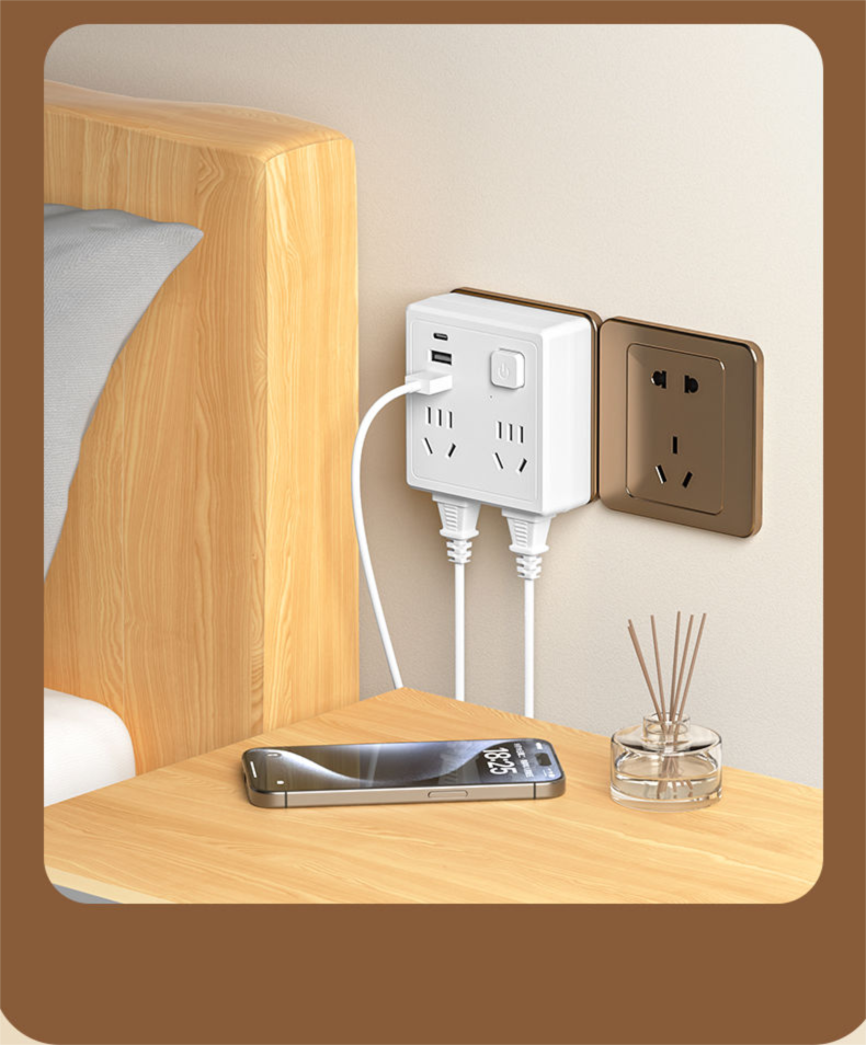 Multifunctional Multi-hole 86 Socket Household Dormitory Converter With Switch USB Power Strip 20W Fast Charging Night_voghion.com