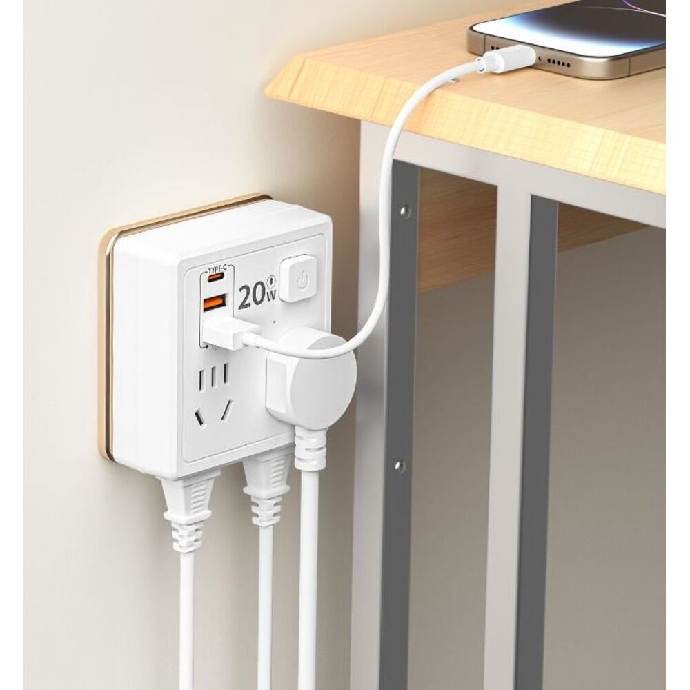 Multifunctional Multi-hole 86 Socket Household Dormitory Converter With Switch USB Power Strip 20W Fast Charging Night_voghion.com