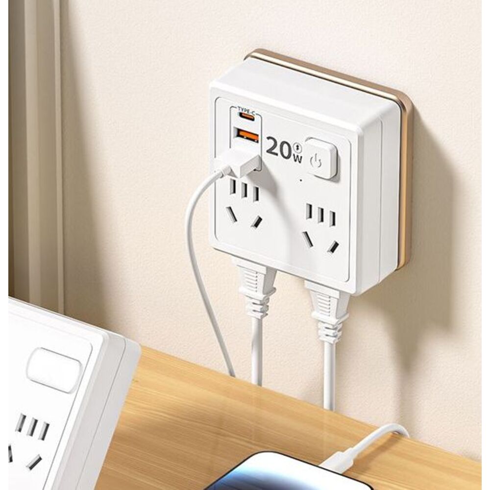 Multifunctional Multi-hole 86 Socket Household Dormitory Converter With Switch USB Power Strip 20W Fast Charging Night_voghion.com