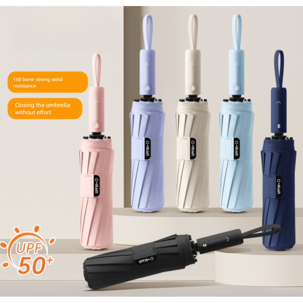 Fully Automatic, Easy To Fold, Portable, Color-coordinated, Sun Protection Umbrella, Automatic Wind-resistant Umbrella_voghion.com