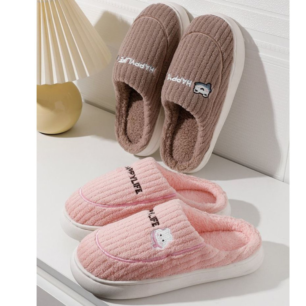 Damen-Hausschuhe mit dicker Sohle aus Fleece für Herbst und Winter, Plüschpantoffeln, Baumwollschuhe, rutschfest, warm, bequeme Hausschuhe für Herren_voghion.com