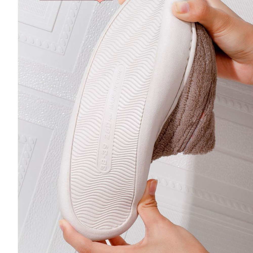 Damen-Hausschuhe mit dicker Sohle aus Fleece für Herbst und Winter, Plüschpantoffeln, Baumwollschuhe, rutschfest, warm, bequeme Hausschuhe für Herren_voghion.com