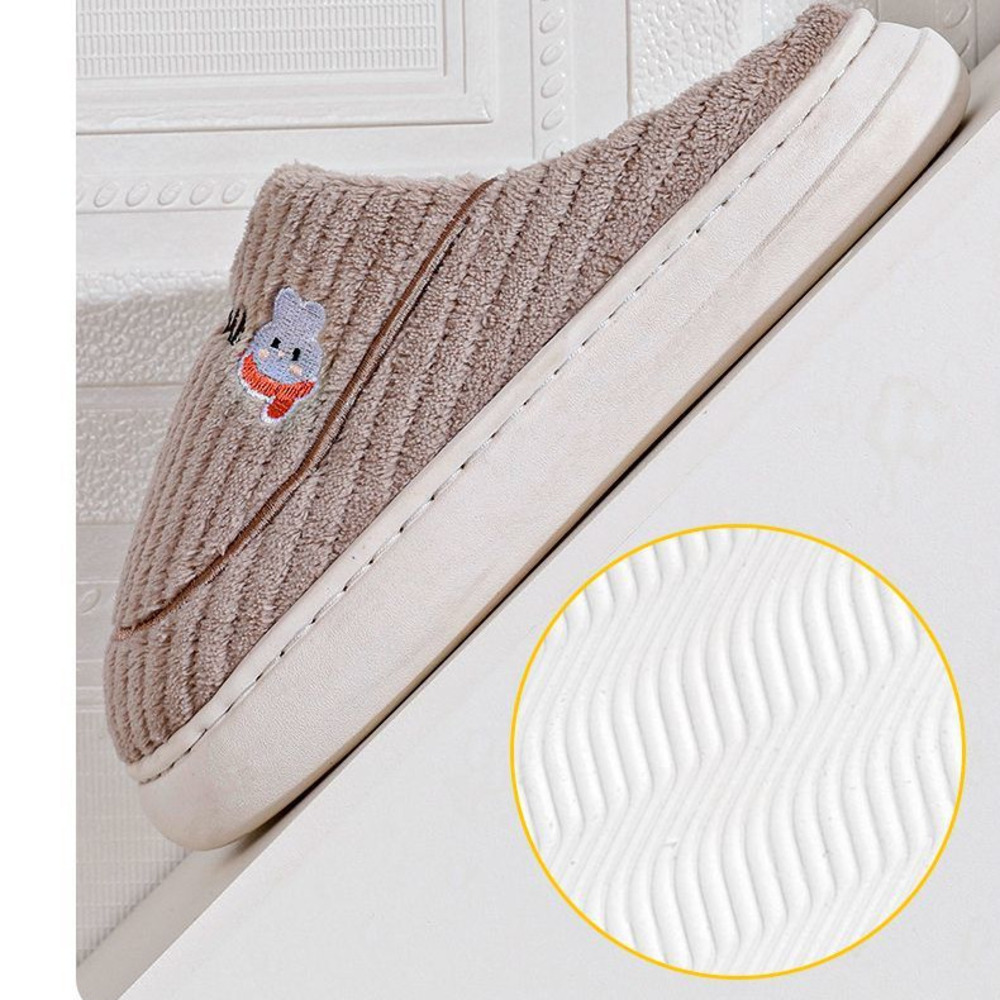 Damen-Hausschuhe mit dicker Sohle aus Fleece für Herbst und Winter, Plüschpantoffeln, Baumwollschuhe, rutschfest, warm, bequeme Hausschuhe für Herren_voghion.com