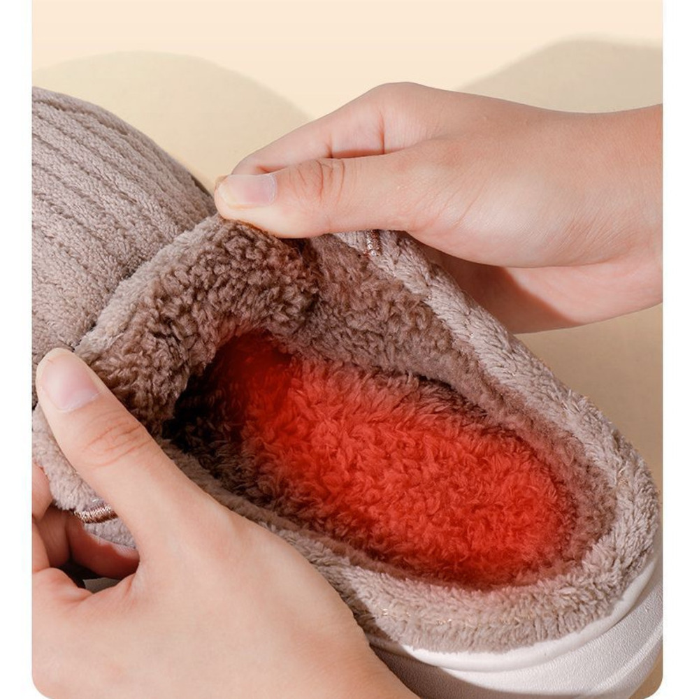 Damen-Hausschuhe mit dicker Sohle aus Fleece für Herbst und Winter, Plüschpantoffeln, Baumwollschuhe, rutschfest, warm, bequeme Hausschuhe für Herren_voghion.com