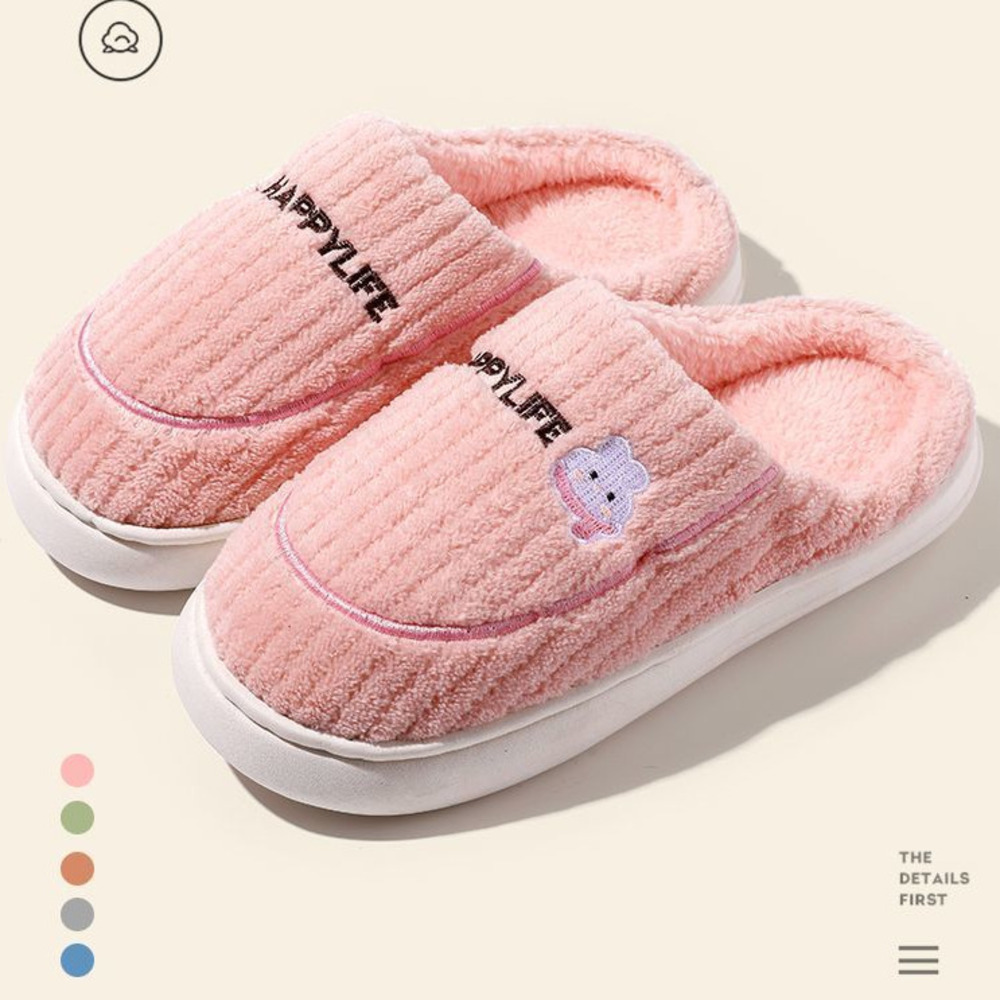 Damen-Hausschuhe mit dicker Sohle aus Fleece für Herbst und Winter, Plüschpantoffeln, Baumwollschuhe, rutschfest, warm, bequeme Hausschuhe für Herren_voghion.com