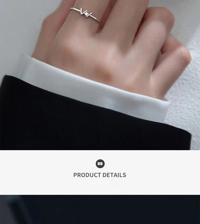 Anello in argento con lettera W per donna, design di nicchia, stile Ins, minimalista, sensazione di alta qualità, anello aperto per indice, lusso leggero_voghion.com