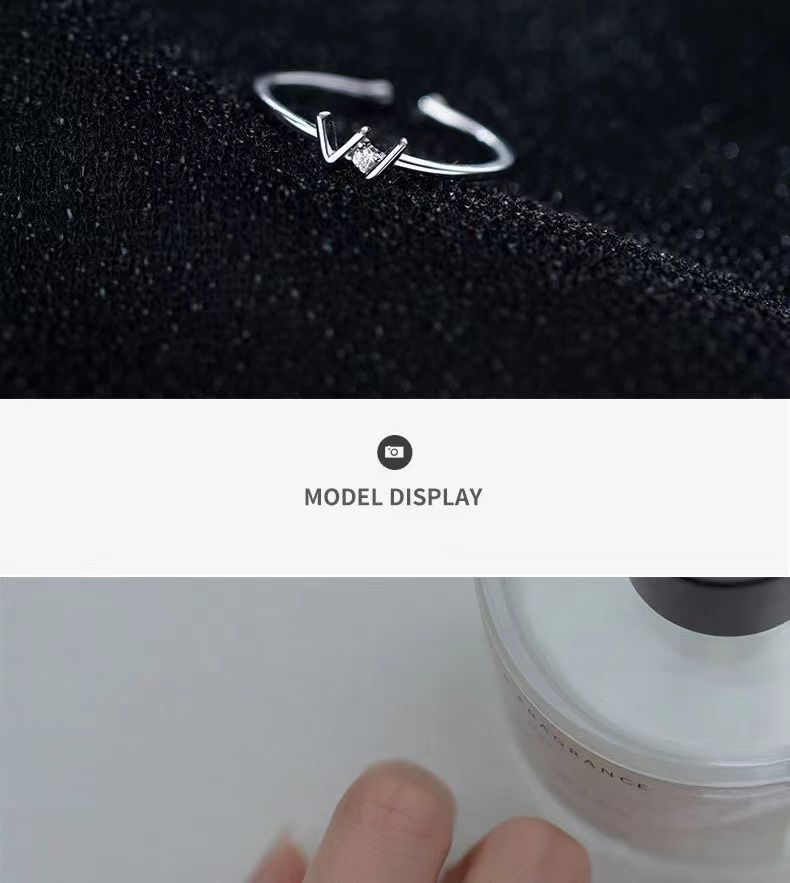 Anello in argento con lettera W per donna, design di nicchia, stile Ins, minimalista, sensazione di alta qualità, anello aperto per indice, lusso leggero_voghion.com