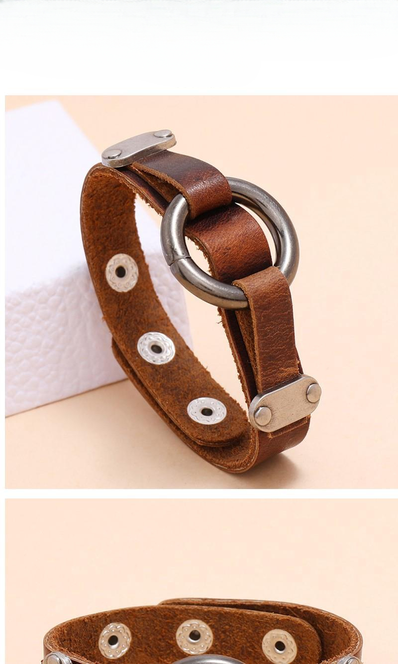 Retro Leather Circle Bracelet For Men Punk Style Accessories_voghion.com
