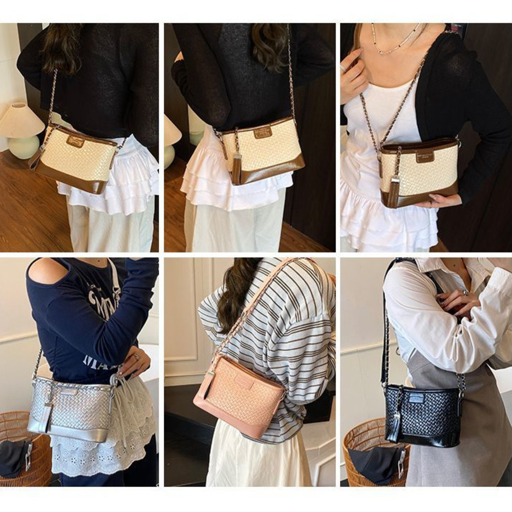 Quilted Chain 2025 For Women New Fashionable Versatile High-end Bucket Commuter Shoulder Crossbody Bag Light Luxury_voghion.com