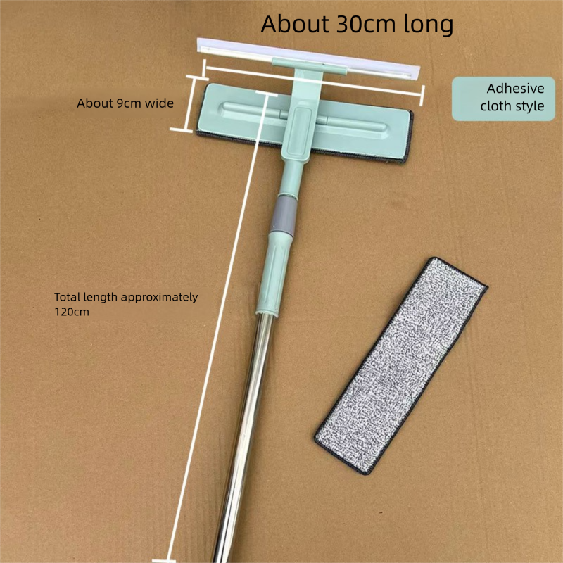 Household Window Silicone Double-Sided Cleaner Glass Telescopic Rod Floor Water Pusher Scraper Cleaning Tool_voghion.com