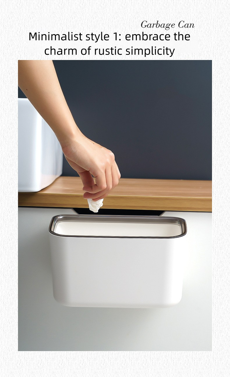 Wall-Mounted Kitchen Can For Home, Cabinet Door Bathroom Storage Bin, Hanging Trash Can, Household Toilet Paper Basket_voghion.com