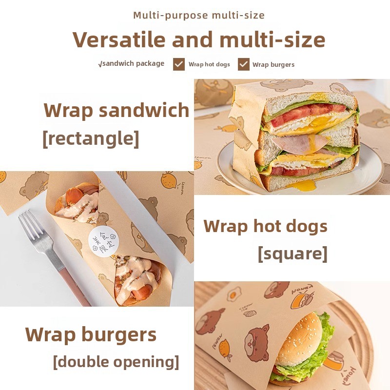 Sandviç Ambalajı Yağ Emici Pirinç Topu Burger Lamine Hava Fritözü Ev Tipi Pişirme Yağı Kağıdı 38 Buğu Önleyici Torba_voghion.com