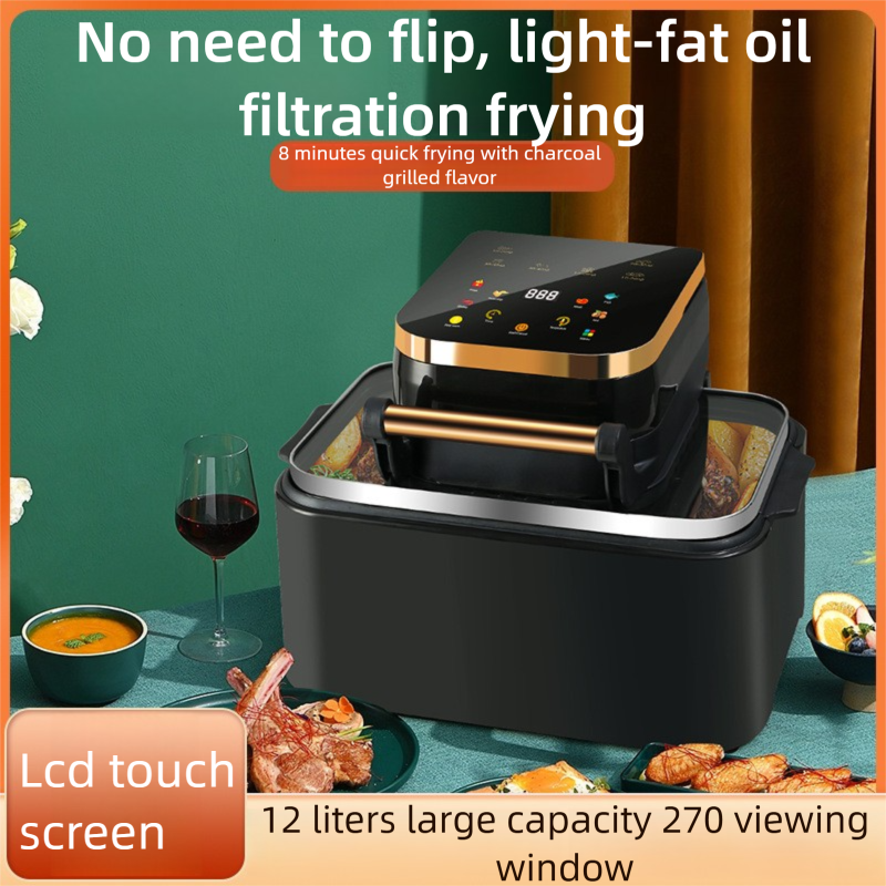 AirFryer Air Oven Multi-Functional Household 12L Large Capacity Electric Fryer Oil-Free Smart Touch Control_voghion.com