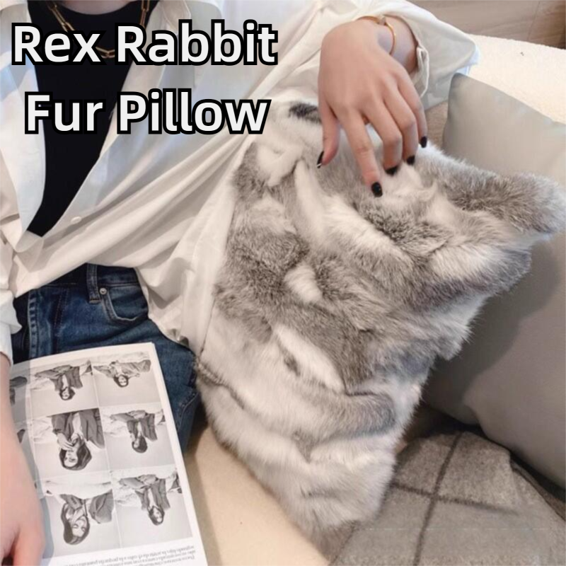 New Soft High-end Rex Rabbit Fur Pillow Nordic Ins Style Simple Light Luxury Living Room Sofa Bedside Backrest Home Decoration Designer Deko Home Deco_voghion.com