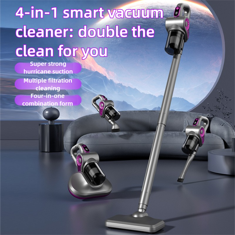 Four-in-one Strong Suction Wireless Handheld Vacuum Cleaner Multifunctional Household Bed Mite Remover Suction Drag High Suction Car Vacuum Cleaner_voghion.com
