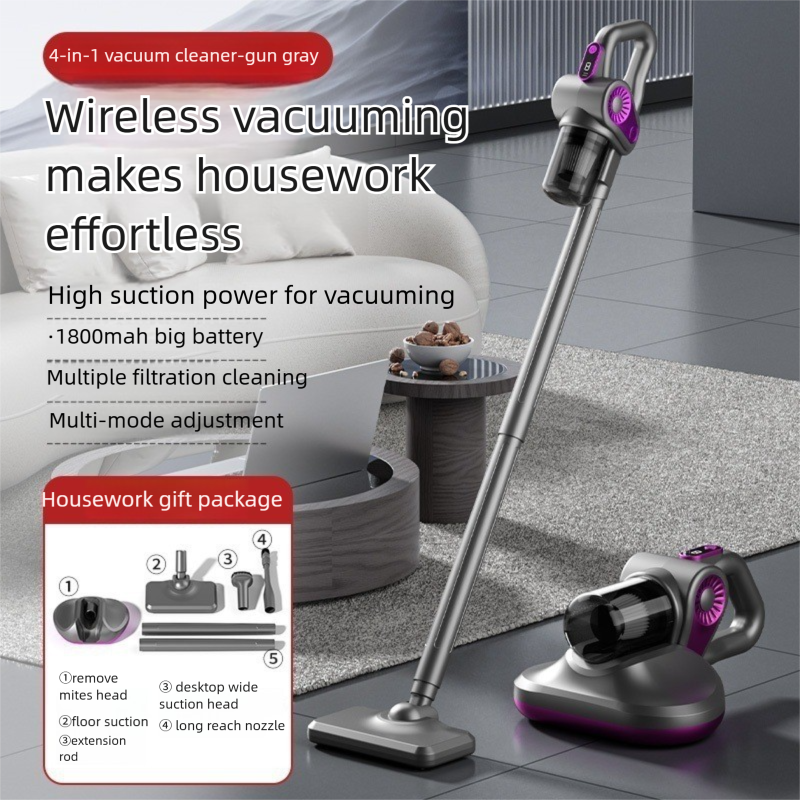 Four-in-one Strong Suction Wireless Handheld Vacuum Cleaner Multifunctional Household Bed Mite Remover Suction Drag High Suction Car Vacuum Cleaner_voghion.com