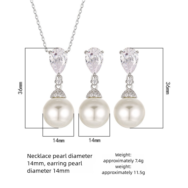 Set collana con pendente di perla e orecchini placcato oro_voghion.com