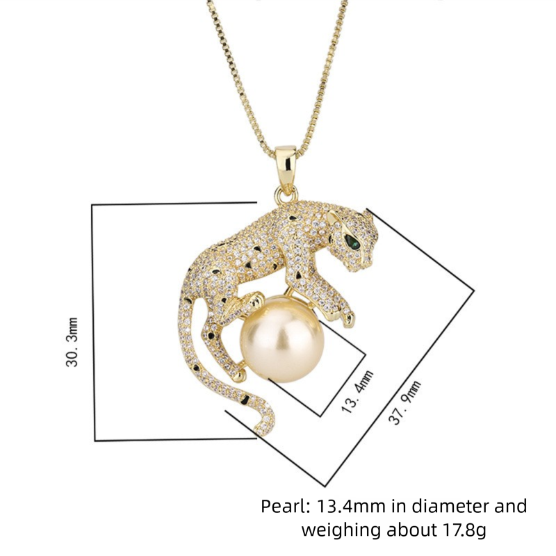 Collana con ciondolo leopardo e perla gioiello oro da donna_voghion.com