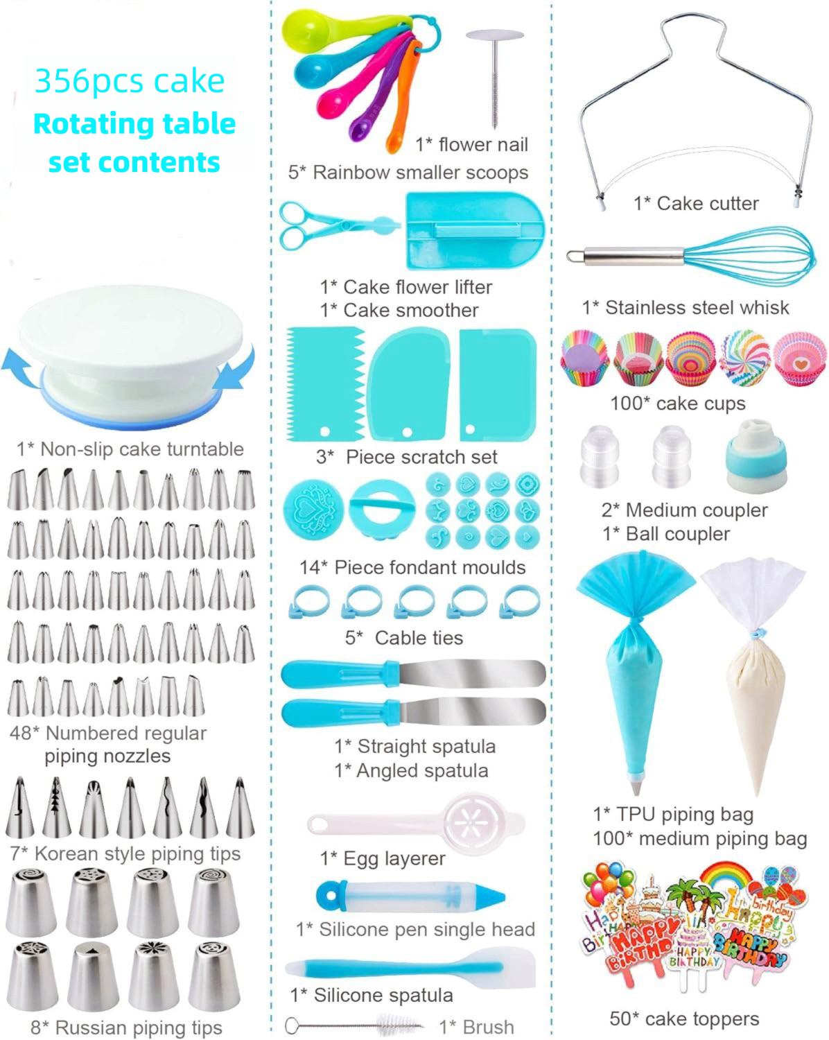 Set di piatti girevoli per decorare torte in stile nordico, completo di strumenti per la decorazione con sac à poche e crema, set multipli e combinazioni disponibili per la preparazione di torte._voghion.com