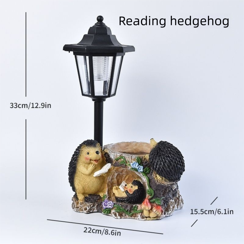 New Outdoor Solar Animal Decor Light, Hexagonal Resin Garden Figurine, Weatherproof Sensor Night Light, Universal For Garden, Lawn, Park And Ranch_maomaolike.com