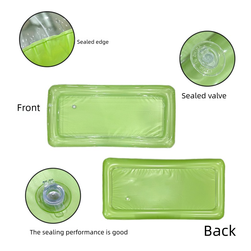 Neuer transparenter, quadratischer, aufblasbarer Eiskühler, Getränketablett für Sommer-Poolpartys, verdickter, schwimmender Becherhalter für Wasser_voghion.com