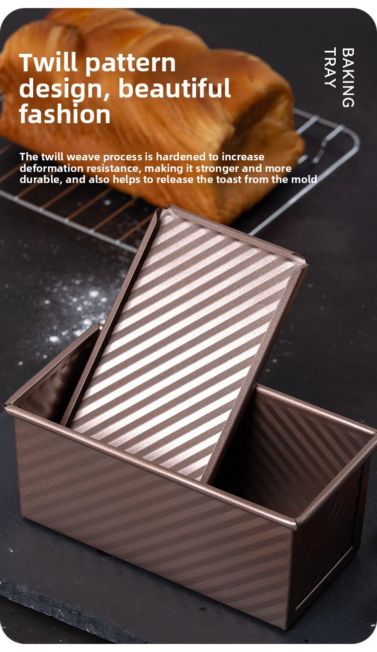 Bread 450g Carbon Steel Corrugated Non-Stick Box With Lid Household Oven Baking Tool Toast Mold_maomaolike.com