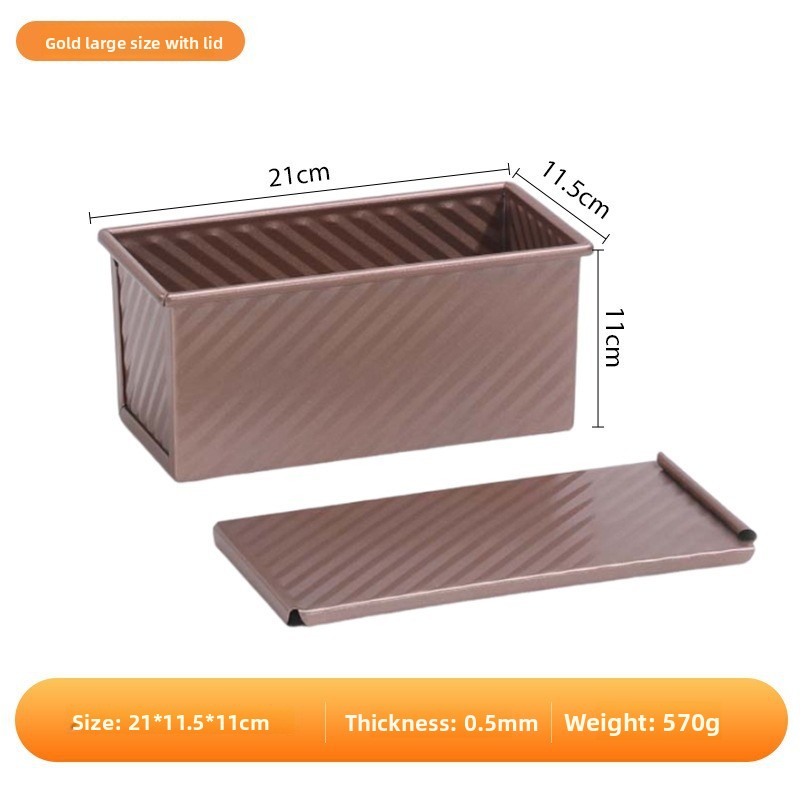 Bread 450g Carbon Steel Corrugated Non-Stick Box With Lid Household Oven Baking Tool Toast Mold_maomaolike.com