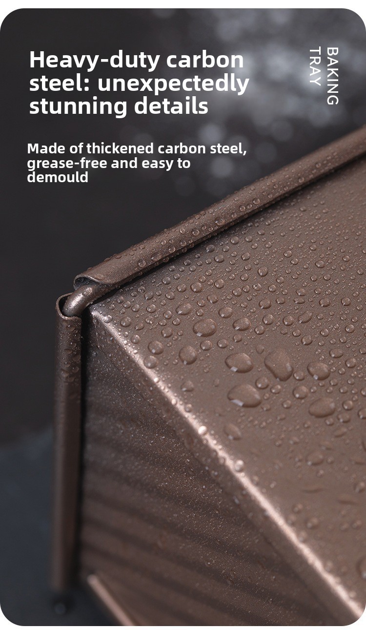 Bread 450g Carbon Steel Corrugated Non-Stick Box With Lid Household Oven Baking Tool Toast Mold_maomaolike.com