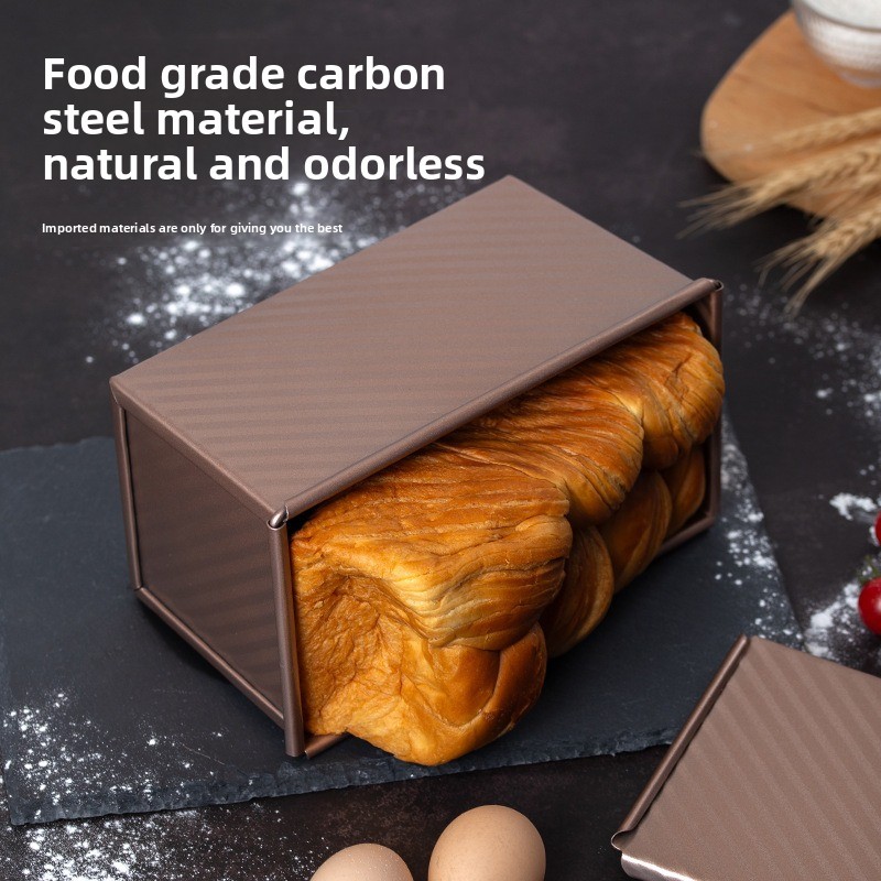 Bread 450g Carbon Steel Corrugated Non-Stick Box With Lid Household Oven Baking Tool Toast Mold_voghion.com