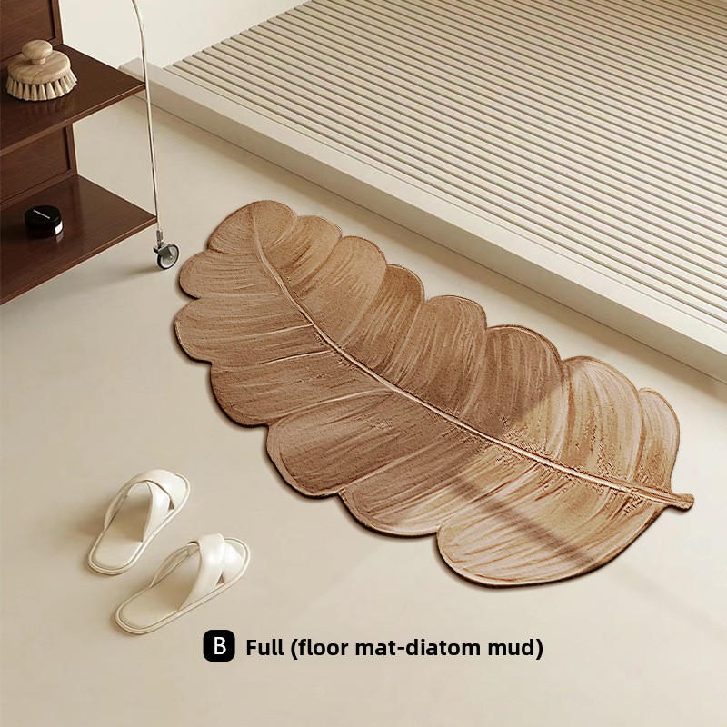 ins Style Absorbent Floor Mat Green Plant Bathroom Foot Mat Bathroom Household Special-Shaped Door Mat Diatom Mud Carpet_voghion.com