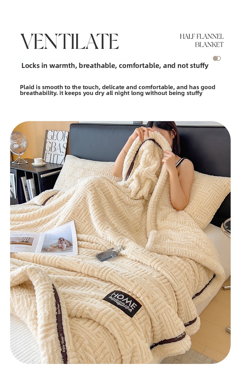 Soft Fleece Blanket For Home And Office Thickened Warm Throw_voghion.com
