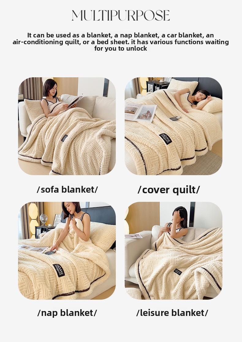 Soft Fleece Blanket For Home And Office Thickened Warm Throw_voghion.com